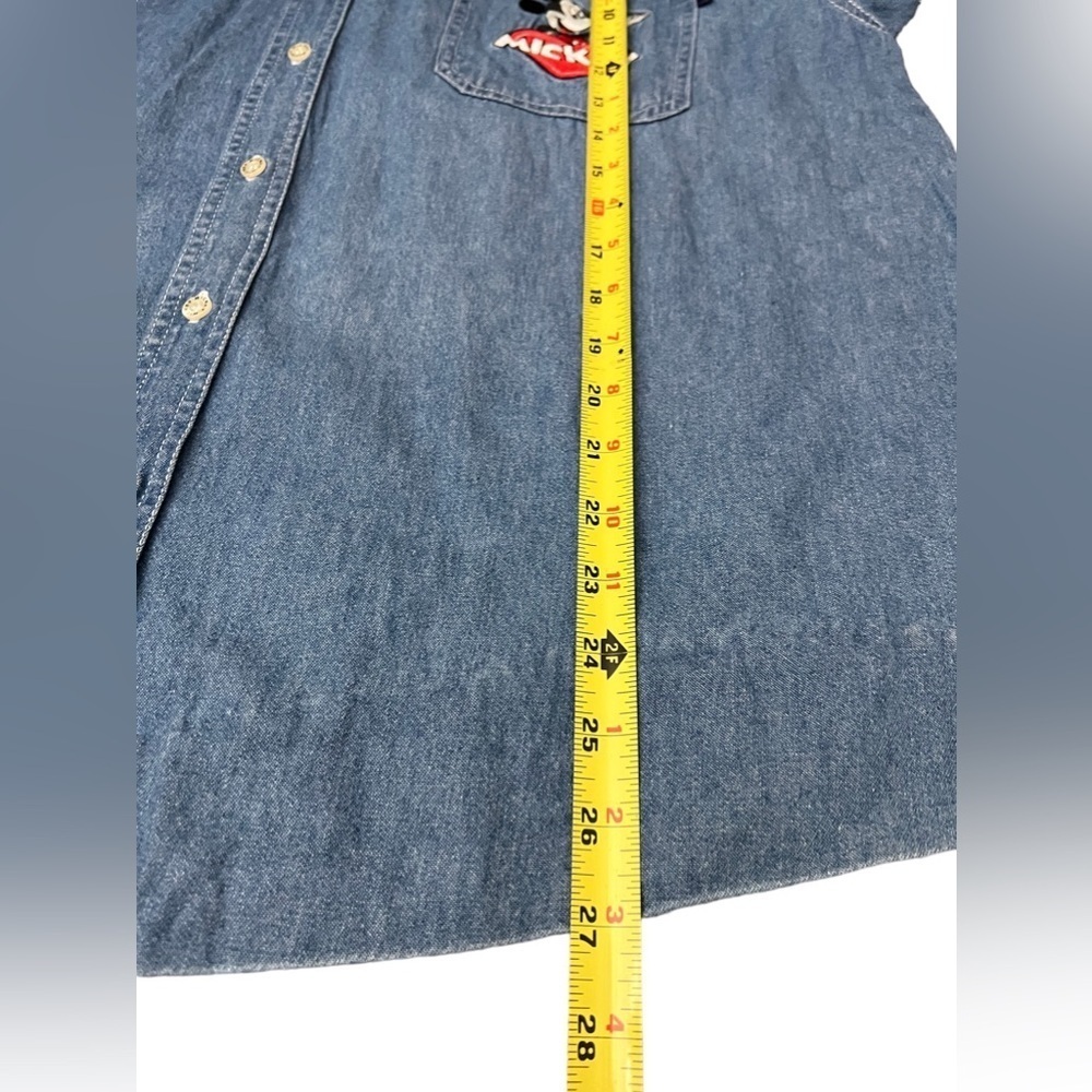 Vintage Mickey Mouse Unlimited Embroidered Button Up Denim Blue Jean Shirt - Picture 12 of 12